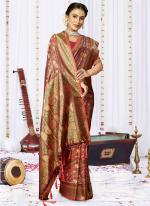 Sattin Silk Red Wedding Wear Weaving Saree